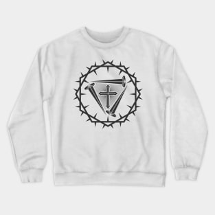 The cross of Jesus and the nails of the crucifix are framed with a crown of thorns. Crewneck Sweatshirt